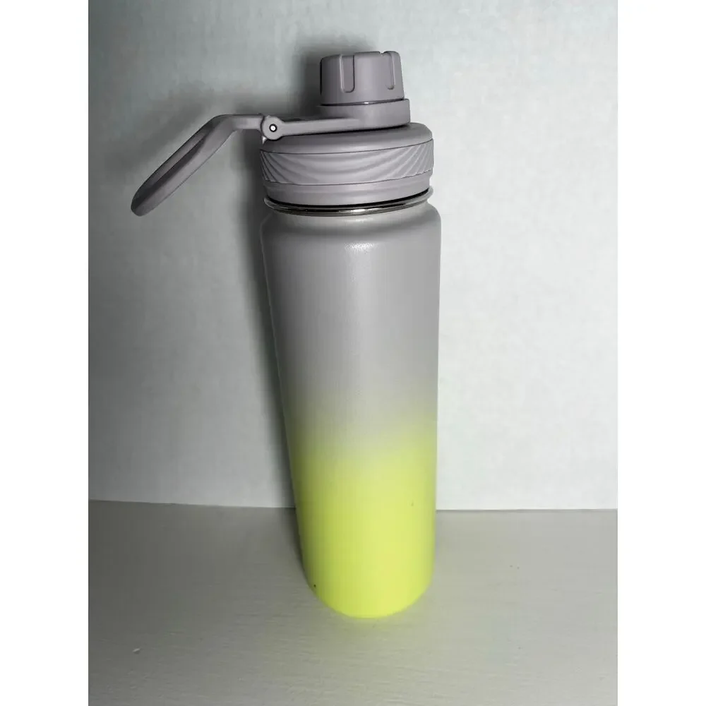 Lululemon 24 oz back to life water bottle , metal , yellow and gray ombre color